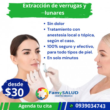 Realizamos la extracción de verrugas y lunares con técnicas mínimamente invasivas, seguras y con resultados estéticos.