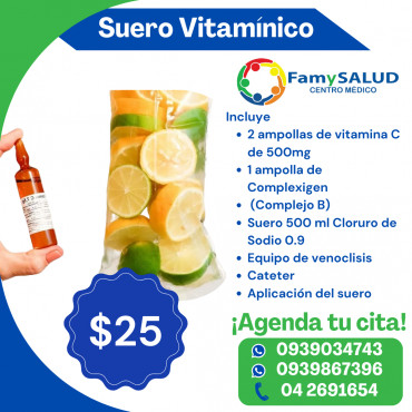 Aplicado vía intravenosa por profesionales, el suero vitamínico llega directo a tus células, brindando beneficios inmediatos, fortalece tus defensas con esta Megadosis de Vitamina C + Complejo B.