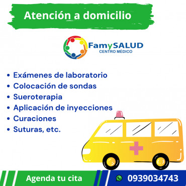 Nuestro equipo profesional llega con todo lo necesario para brindarte una atención segura, cercana cómoda y de calidad. Agenda tu consulta hoy y deja que la salud llegue a tu puerta.